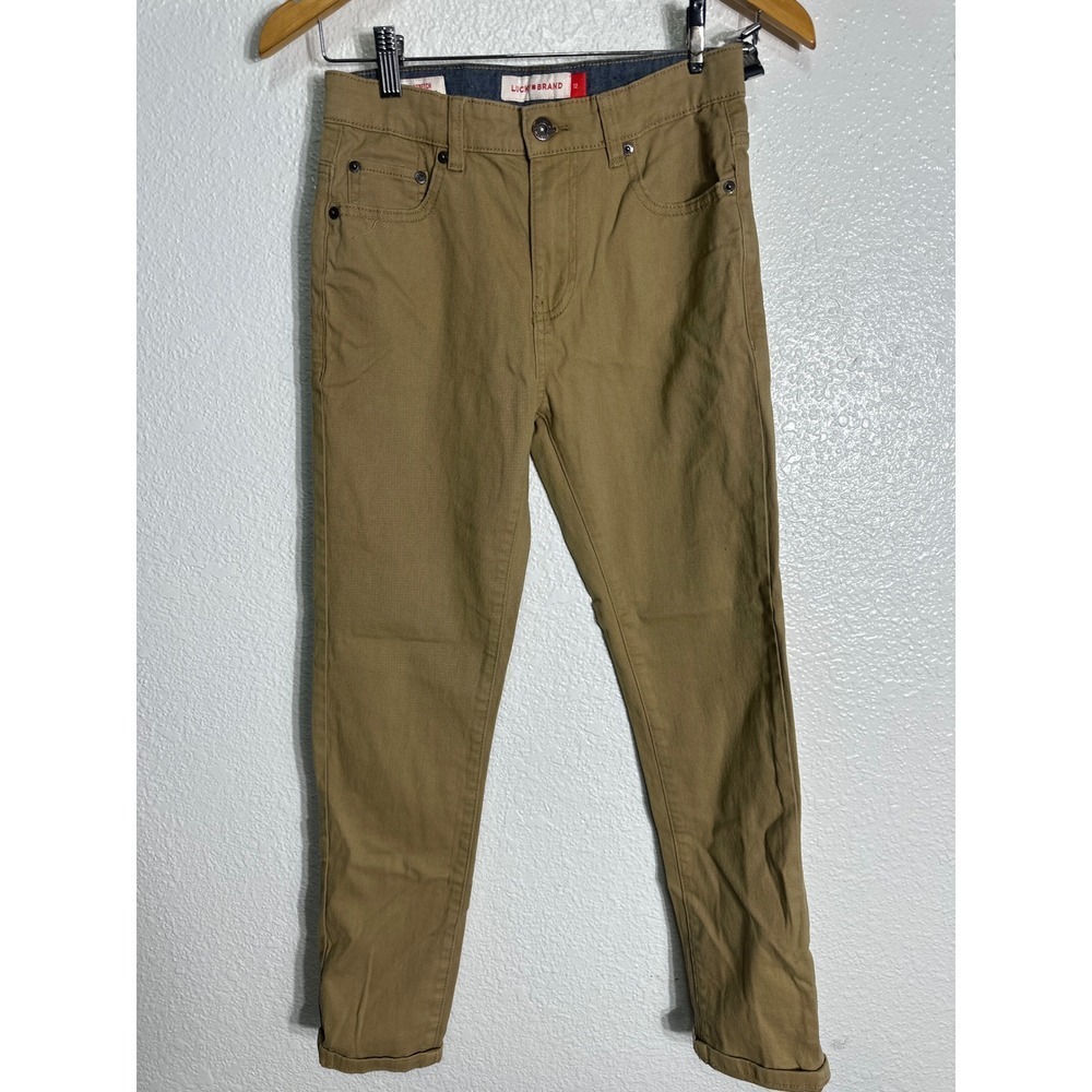 Lucky Brand Kids Skinny Stretch Chino Pants Khaki Size 12 Adjustable Waist